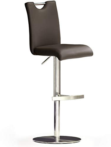 Robas Lund Barhocker Braun mit Lehne Barstuhl drehbar 360 Grad, Hocker höhenverstellbar, PU BAR.DO
