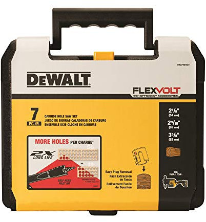 DeWALT Dwafv07set Flexvolt carbure Bois perçage Scie-cloche kit, 7 pièces