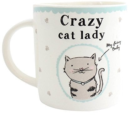 Multicolor Ceramic Crazy Cat Lady Boxed Mug - 9cm x 12.3cm (1 Pc.) - Unique & Vibrant Design - Sturdy Coffee Mug - Ideal for Home & Office