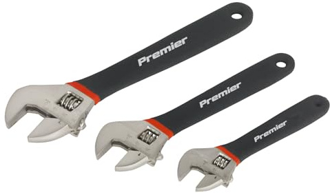 Sealey Ak907 Adjustable Wrench Set 3Pc Ni-Fe Finish