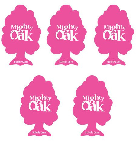Mighty Oak 5 x Bubblegum Scented Car Air Freshener - Pink, Hanging Paper, Passive Diffusion