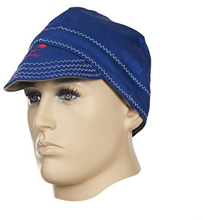 Schweißermütze Gewebe, feuerfest, 58 cm, blau