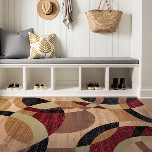 Rugshop Overlapping Circles Contemporary Abstract Area Rug Multi 3'3 x 5'