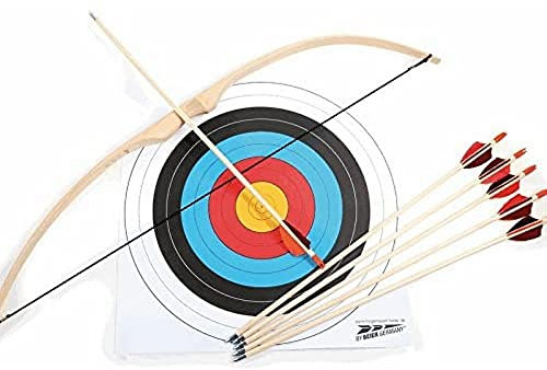 small foot 6743 Schießspiel Sportbogen-Set, aus Holz, inkl. Bogen, 6 Pfeilen und Zielscheibe, ab 6 Jahren