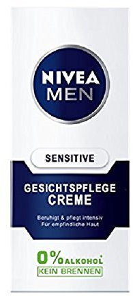 NIVEA Men, Gesichtspflege Creme für Männer, 75 ml Tube, Sensitive, 0% Alkohol