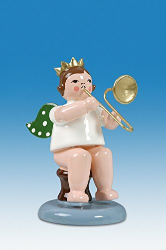 Rudolphs Schatzkiste Holzfigur Engel sitzend mit Posaune ohne Krone Höhe 6cm NEU Holzengel Instrument Seiffen Erzgebirge Figur Dekoration Holzfiguren Weihnachten Fensterschmuck Spielzeug Deko