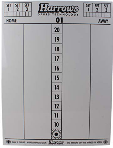 Harrows Dry Wipe Darts Scoreboard + 4 Stifte / Pens