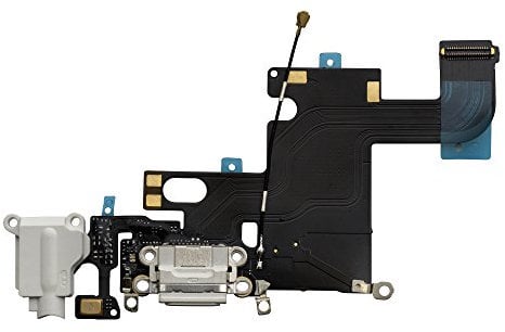 COHK USB Charging Port Dock Connector Flex Cable With Microphone and Headphone Jack Replacement for iPhone 6 4.7'' (White)