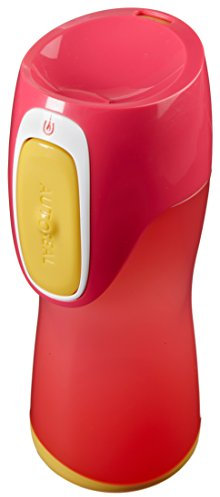 Contigo Runabout Kids - Botella antiderrame para niños, color rosa con botón amarillo, 300 ml