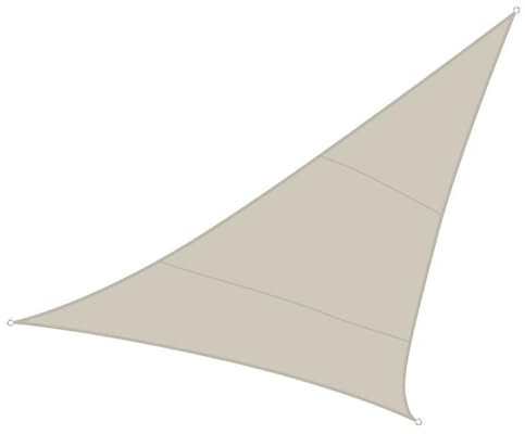 Perel Sonnensegel, Segel Sonnenschutz für Terrasse und Pool, wasserabweisend, UV-Schutz, 3 Edelstahl-O-Ringe, 3.6 x 3.6 x 3.6 m, 160 g/m², Polyester, Dreieck, cremeweiß