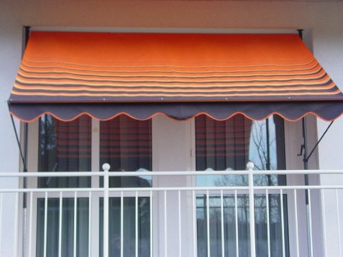 Angerer Freizeitmöbel GmbH Klemmmarkise Exklusiv - Markise für Sonnenschutz - Montage ohne Bohren und Dübeln - ideale Balkonmarkise für Mietwohnungen (Orange-Braun, 150 cm)