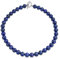 Bling Jewelry Einfaches Klassisches Westliches Schmuck Dunkelblaues Lapis Lazuli Runde 10MM Perlenstrang Schlüsselbein Halskette Für Frauen Versilberter Verschluss 17 Zoll