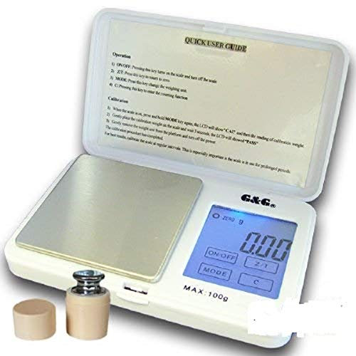 G&G TS, 200g x 0.01g inkl. Kalibriergewicht, Weiß, Feinwaage Taschenwaage Digitalwaage Münzwaage Goldwaage Scale