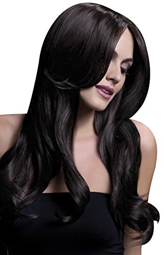 Smiffys Fever Kollektion, Khloe Perücke, Braun, Lang, Wellig mit Mittelscheitel, 56cm/22in