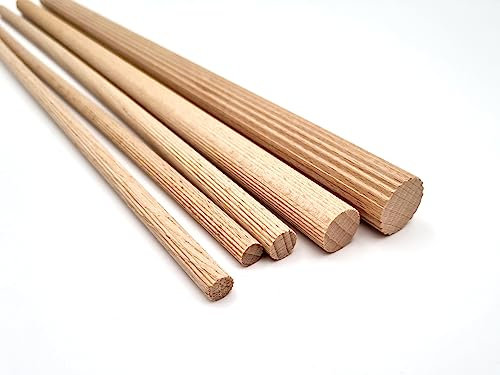 10 pièces Tourillon cannelé en bois de hêtre Diamètre 6 mm, Longueur 100 cm - Baguette striée en hêtre made in Austria