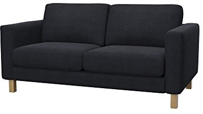 Soferia Kompatible Ersatzbezug fur KARLSTAD 2er-Sofa, Stoff Elegance Dark Grey (FLECKENBESTÄNDIG, WASSERABWEISEND und Kratzfest), Grau