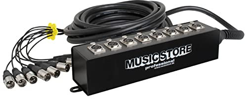 MUSIC STORE Multicore 8xXLR, 10m, Professionelles Multicore-Kabel, 8 XLR-Leitungen, Stabile Stagebox