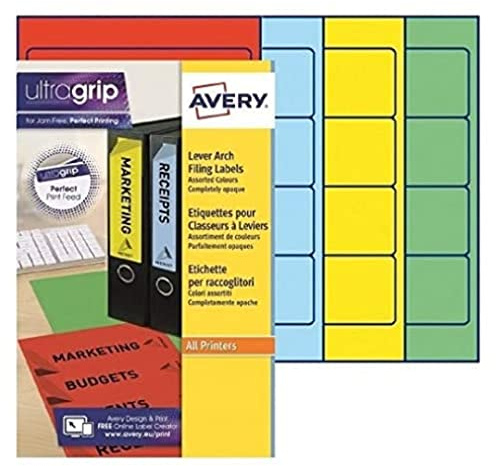 Boîte de 80 étiquettes laser AVERY pour dos de classeur 192x61 assortis L4761-20X