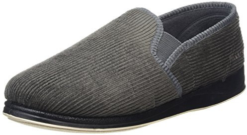 Padders Men's Albert Low Top Slippers, Grey, 8 UK Wide