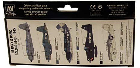 Vallejo Model Air USN Aircraft Acrylic Paint Set for Air Brush - Assorted Colours (Pack of 8), 17 ml, Blue