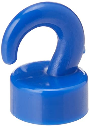 FIRST4MAGNETS Blue Plastic Mini Magnetic Hooks for Fridge, Office, Whiteboard, Noticeboard, Filing Cabinet - 12mm Dia x 18mm Tall - 1kg Pull - Pack of 10