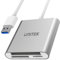 UNITEK Y-9313 Lecteur de Cartes All in One USB 3.0, 5 Gbps, 3 Slots,pour SD/Mini SD/Micro SD/Micro SD(TF)/CompactFlash (CF)/MS pour Windows PC, Mac, Notebook et TV, Argent, Aluminium
