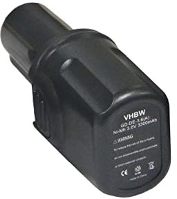vhbw Ni-MH battery 3300mAh (3.6V) for electro power tools Dewalt DC600 Screwdriver replaces DE9054, DE9054-XJ.