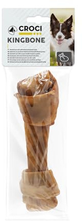 Croci King Bone – geknotete Hühnerknochen, Belohnungs-Kausnack für Hunde aus natürlichem Rindsleder, Zahnstäbchen zur Zahnreinigung, 20 cm – 110 g