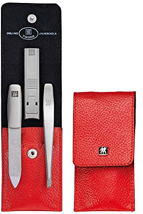 ZWILLING Maniküreset 3-teilig mit Pinzette, Nagelfeile und Nagelknipser, Edelstahl, Asia Compentence, Reisegröße, Premium, Rot
