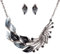 YAZILIND Ethnic Style Tibetan Silver Black Peacock Crystal Chunky Bib Earrings Necklace Jewerly Set Wedding Party