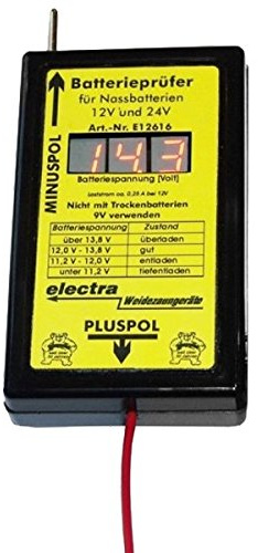 Electra Clôture Testeur de batterie Vérificateur de batterie digital Electra pour 12–24 V nassbatt Erie