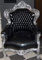 Casa Padrino Barock Sessel King Schwarz/Silber Lederoptik