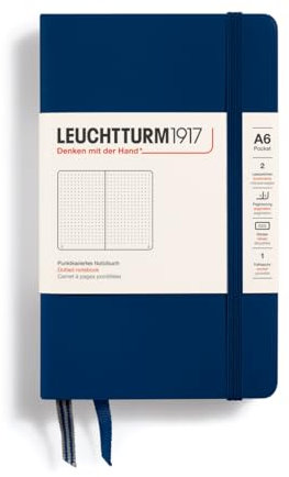 LEUCHTTURM1917 342921 Notizbuch Pocket (A6), Hardcover, 187 nummerierte Seiten, Marine, Dotted