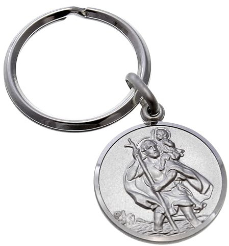 Alexander Castle Reversibel Solide 925 Sterlingsilber Heiliger Christophorus Schlüsselanhänger für Herren - 24mm Autoschlüsselanhänger Schlüsselanhänger mit Schmuck Geschenkbox