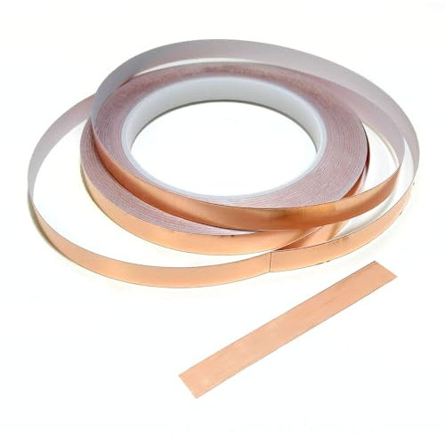 EVG 10 mm x 25 m Kupferband | Selbstklebendes Schneckenbarriere-Emi-leitfähiges Klebeband | Wetterfestes Klebeband das ganze Jahr über | Leitfähiges Klebeband zur EMI-Abschirmung, Heimwerkerarbeiten
