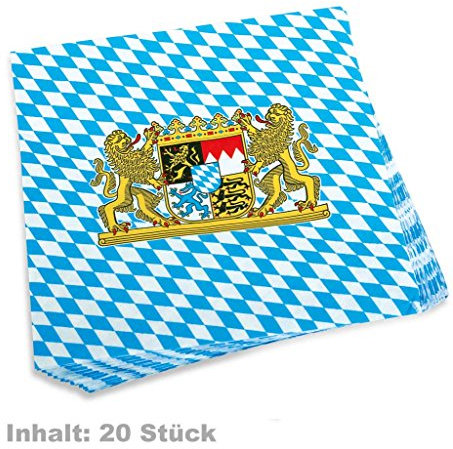 Servietten Bayern, 20 Stück, mit Bayernwappen Tischdeko für bayerischen Abend, Partydeko *NEU bei Pibivibi©
