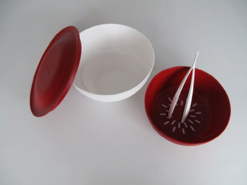 TUPPERWARE Allegra Bowl 1,0 L Antipasti red white + Tweezer Antipasti