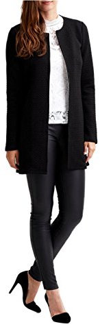 VILA CLOTHES Damen VINAJA New Long JKT Blazer, Schwarz (Black), 40 (Herstellergröße: L)