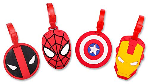 4 Pcs Set Cartoon Characters Silicone Travel Luggage Baggage Identification Labels ID Tag for Bag Suitcase Plane Cruise Ships with Belt Strap, Multi Sh, 3.2 x 3.2