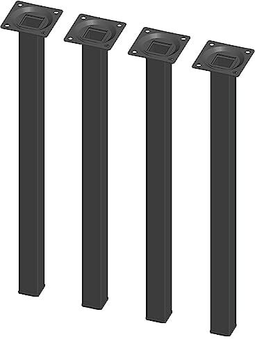 Element System 4 Stück Stahlrohrfüße eckig, Tischbeine, Möbelfüße inklusive Anschraubplatte, 40 cm, 10 Abmessungen, schwarz, 4 farben, 18133-00302