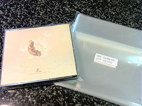 UNIQUEPACKING 100 Pcs Double CD Jewel Case Resealable Cello/Cellophane Bags (by )