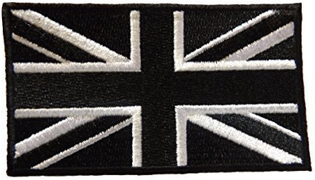Fat-catz-copy-catz Black Union Jack Army England United Kingdom Patriotic Flag Iron on or Sew on Clothes Patch