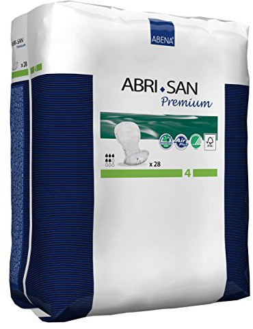Abena Abri-San Premium Mens & Womens Incontinence Pads, Breathable & Comfortable, Fast Absorption, Discreet & Effective Shaped Incontinence Pads for Men/Women - Premium 4, 800ml Absorbency, 28PK