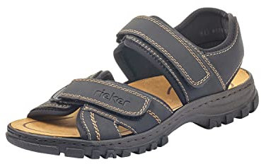 Rieker Homme Sandales 25051,Monsieur Sandales de Trekking,Sandales d'outdoor,Sandales de Sport,Double Fermeture Velcro,schwarz/01,43 EU / 9 UK