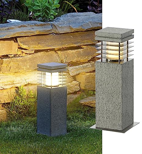 SLV Free-Standing lamp ARROCK Granite/Outdoor Illumination for Paths, Walls, entrances, LED Outdoor Garden lamp / E27 IP44 15W Grey