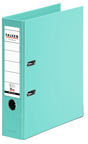 Original Falken Chromocolor Premium-Ordner. Made in Germany. Kunststoffbezug außen und innen 8 cm breit DIN A4 Pastell-Farbe mint Ringordner Aktenordner Briefordner Büroordner Plastikordner