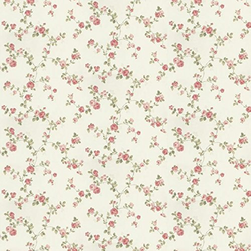 MyTinyWorld Dolls House Miniature Small Trailing Pink Rose Wallpaper