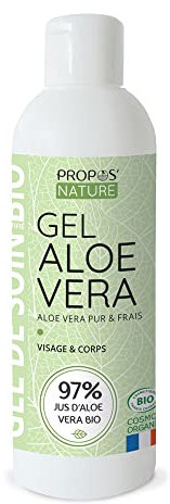 Gel d'Aloe Vera BIO - 97% de jus d'Aloé frais - 200 ML - Tous types de peaux - Certifié Biologique - 100% naturel - Sans colorant, sans parabens - Fabriquée en france - Propos Nature
