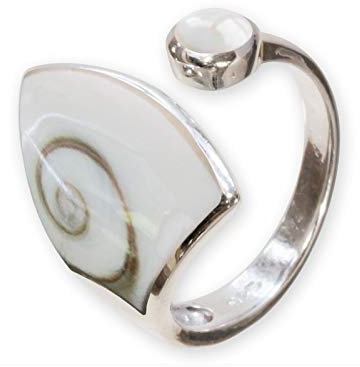 Fly Style offener Damen Ring größenverstellbar 925 Silber Ring mit Stein oder Muschel Inlays, Farbwahl:Shivaauge