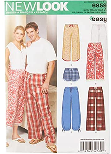 Simplicity New Look Sewing Pattern 6859: Miss/Men Separates, Size A, Paper, White, A (XS-S-M-L-XL)